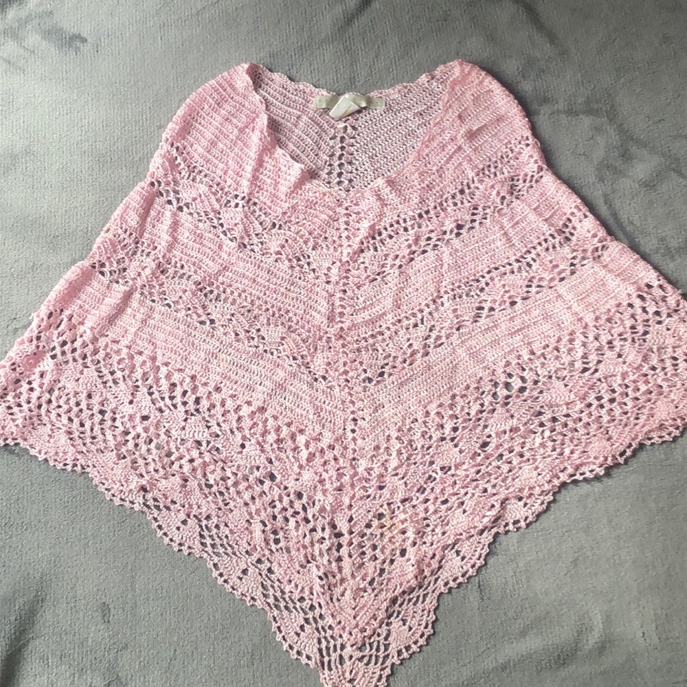 Pink Crochet Poncho